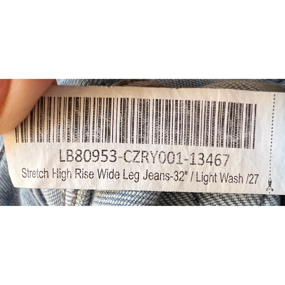 Quince Jeans Womens 27x31 Stretch High Rise Wide Leg Light Wash Distressed - Picture 13 of 16